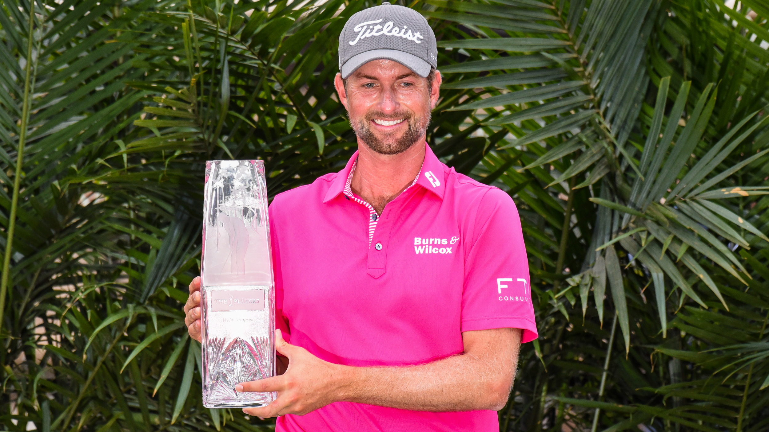 Webb Simpson with The Players Championship trophy