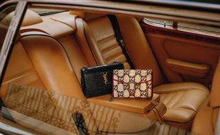 Car interior with bags