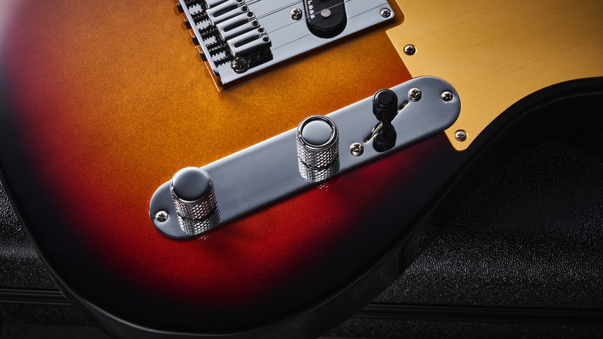 Close up of the control plate on the Fender American Ultra II Telecaster