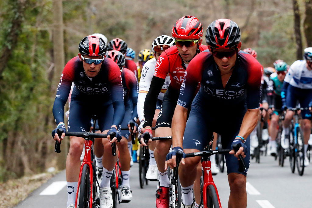 COL DE TURINI FRANCE MARCH 12 Luke Rowe of United Kingdom and Team INEOS Grenadiers L competes during the 80th Paris Nice 2022 Stage 7 a 1555km stage from Nice to Col de Turini 1605m ParisNice WorldTour on March 12 2022 in Col de Turini France Photo by Bas CzerwinskiGetty Images