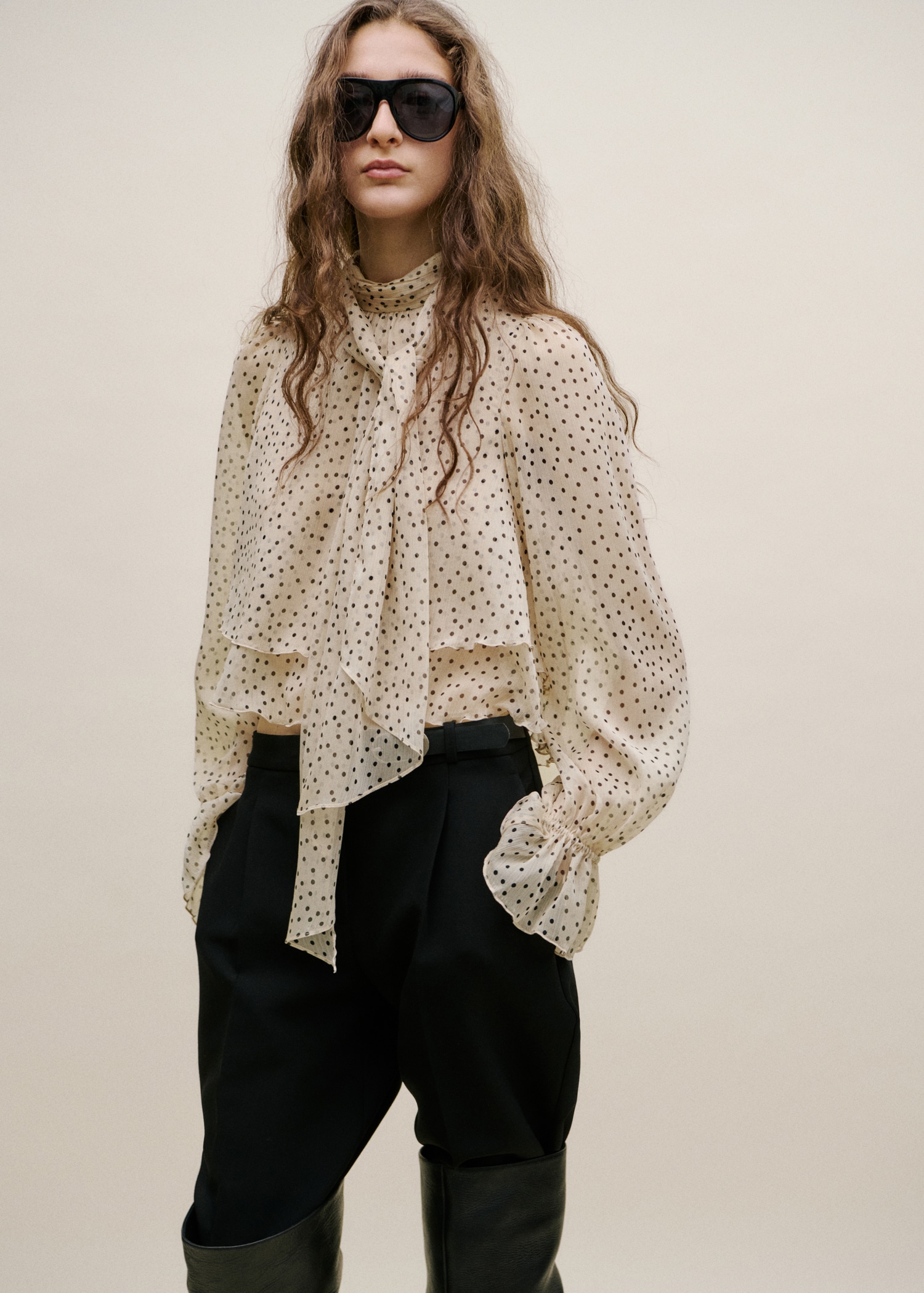 Bow Polka-Dot Blouse - Women | Mango Usa