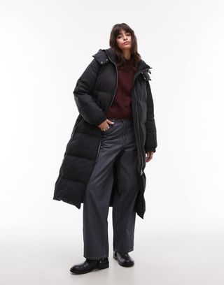 Arket Down Puffer Midi Coat in Black