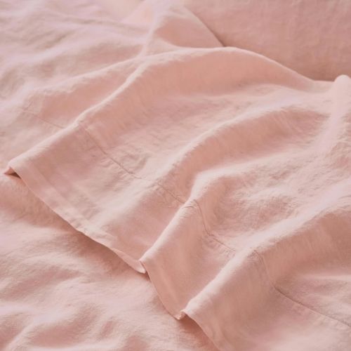 Piglet in Bed, Rose Linen Blend Flat Sheet