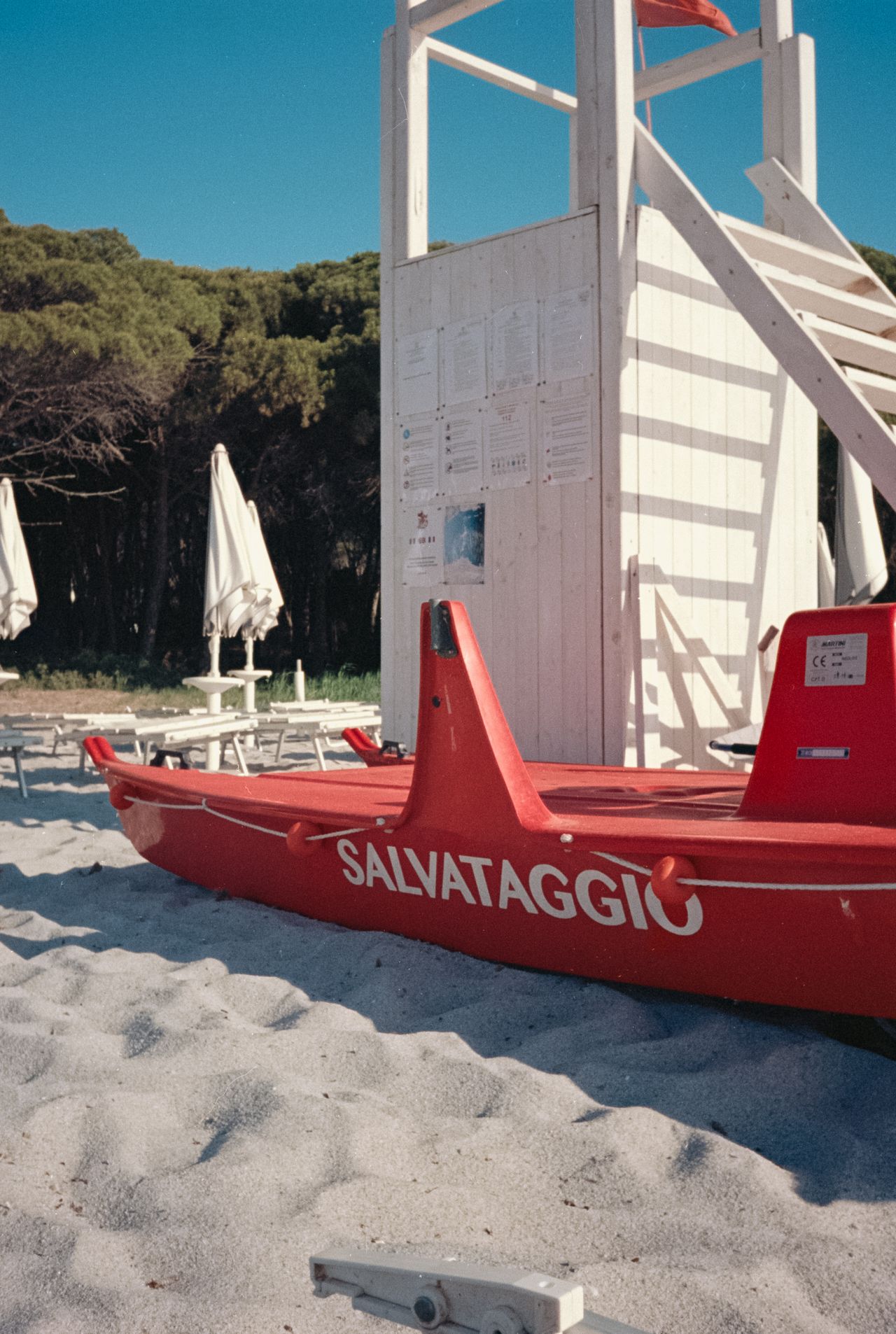 Lifeguard station on a sunny beach