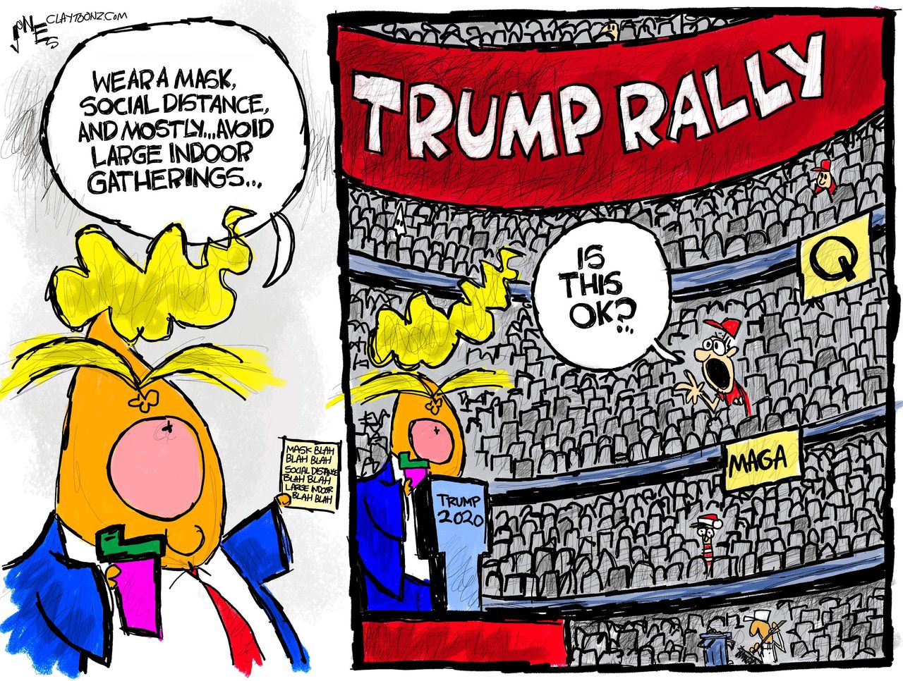 Political Cartoon U.S Trump coronavirus rally