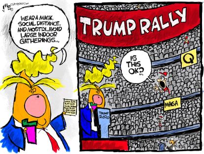 Political Cartoon U.S Trump coronavirus rally