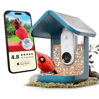 Bird Buddy Pro Solar Smart Bird Feeder With Camera - Ai Bird Species Identification, 5mp Photos, 2k Ultra Video Live Stream Camera, Slow-Motion Video, 2.6in Focus - Blue Solar