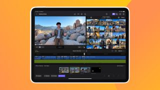 A screenshot of Final Cut Pro on the screen of an iPad