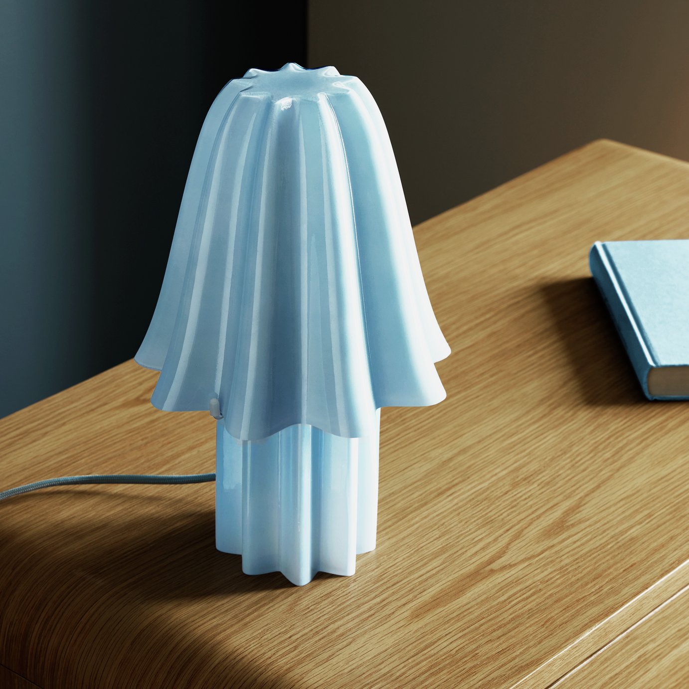 Habitat Winnie Handkerchief Glass Table Lamp - Light Blue