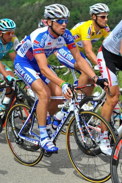 Quick Step teammates Zdenek Stybar and points leader Tom Boonen.