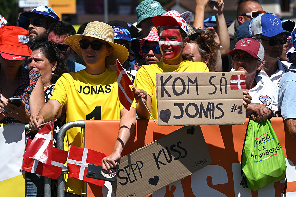 SAINT-MEEN-LE-GRAND, FRANCE - JULY 12: Fans prior to the 112th Tour de France, Stage 8 a 197km stage from Saint-Meen-le-Grand to Laval (Espace Mayenne) / #UCIWT / on July 12, 2025 in Saint-Meen-le-Grand, France.