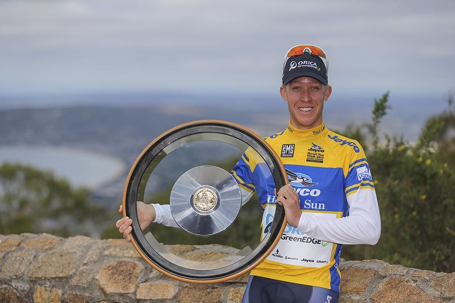 Cam Meyer with his trophy and a view