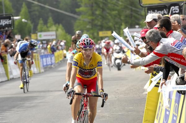Race leader Janez Brajkovic (Team RadioShack) finishes up stage four.