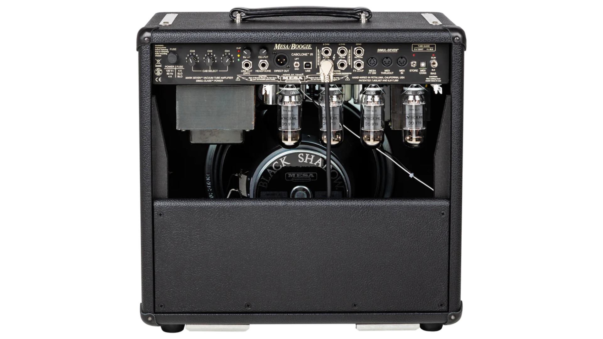 The back of the Mesa/Boogie Mark VII 1x12 Combo tube amp