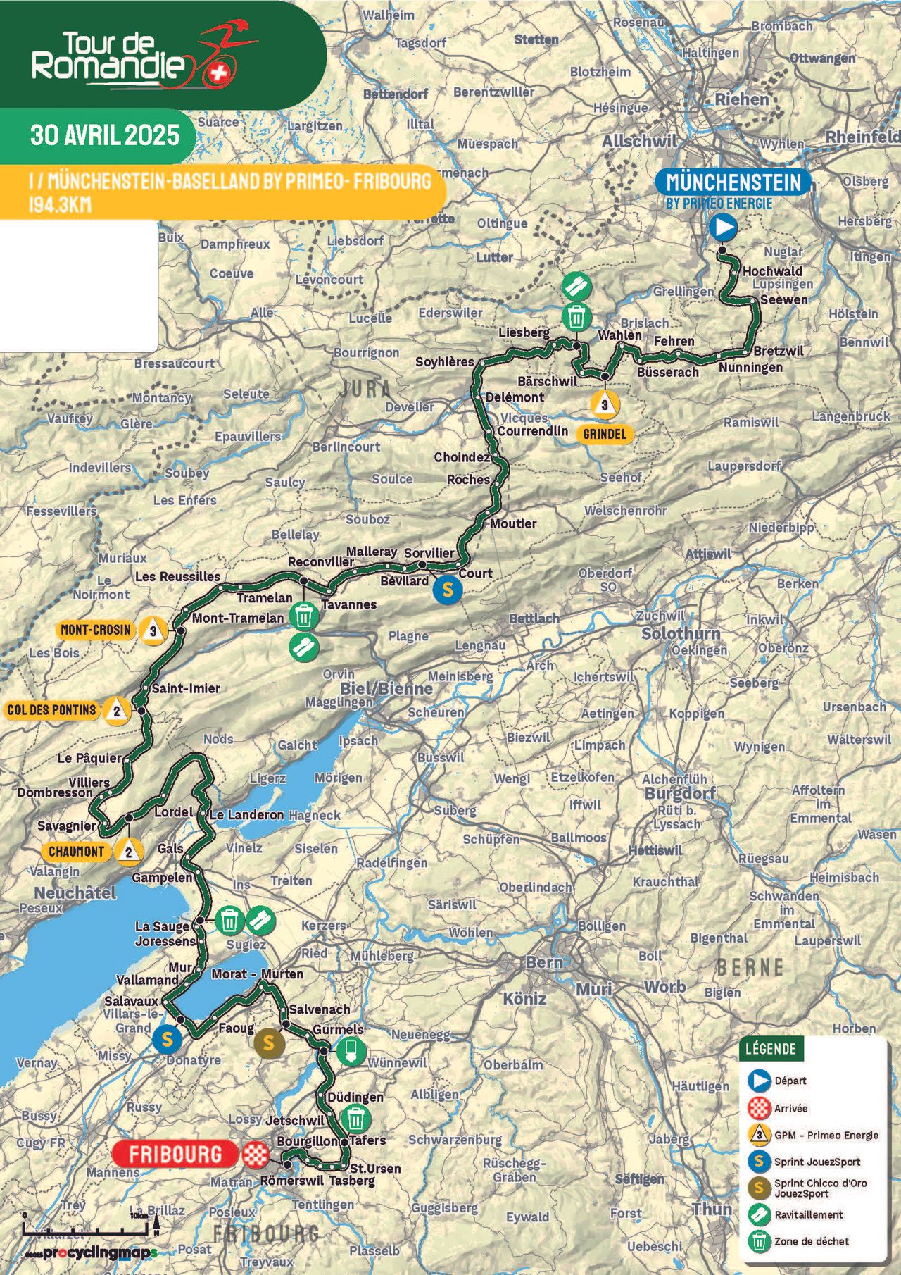 Tour de Romandie 2025 route maps and profiles