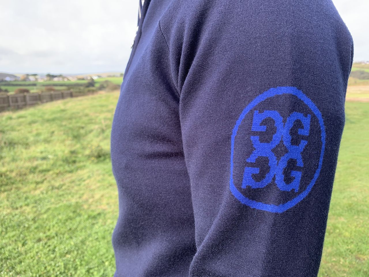 G/FORE Interior Striped Quarter Zip Sweater