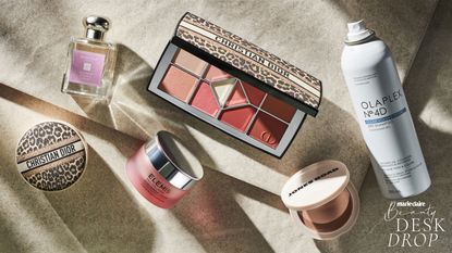 New beauty products for February including Dior Eyeshadow Palette, Elemis Rose Pro-Collagen Marine Cream, Jo Malone London Robe & Vanilla perfume, Jones Road Blusher and Olaplex Dry Shampoo