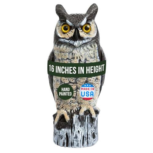Dalen Lifelike Great Horned Owl Decoy Bird Repellent - 16-In Hand-Painted
