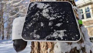 Eufy S330 solar panel covered in snow