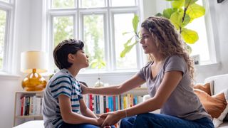 Mum and son in conversation