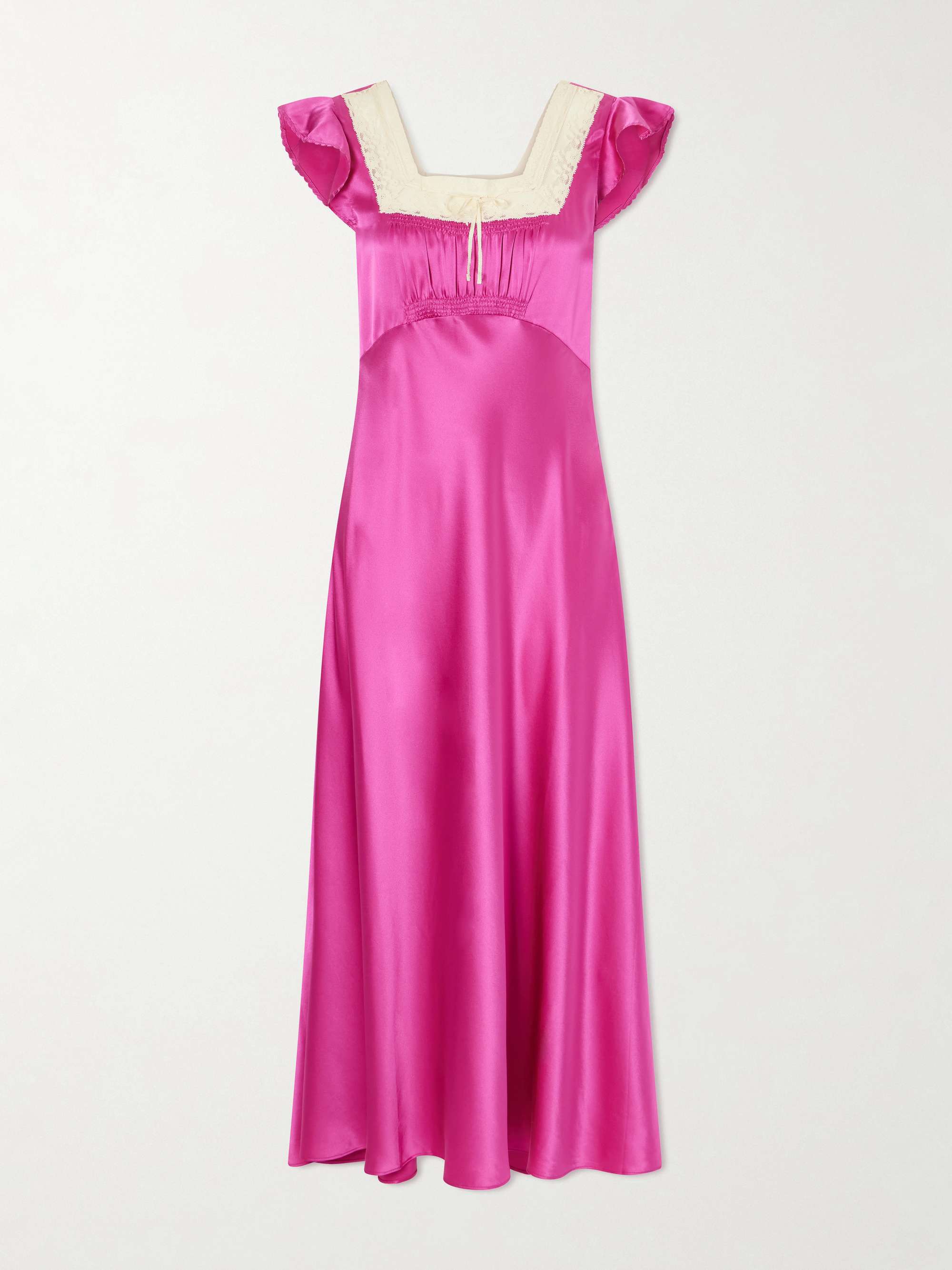 Corina Lace-Trimmed Silk-Satin Midi Dress