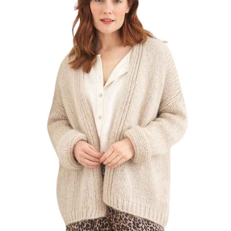 Dina Chunky Knit Cardigan - Ovesná kaše