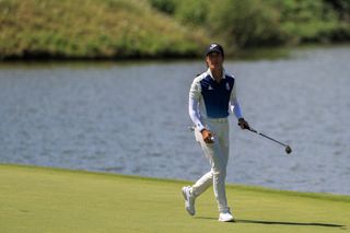 Celine Boutier in final round action at the Olympics