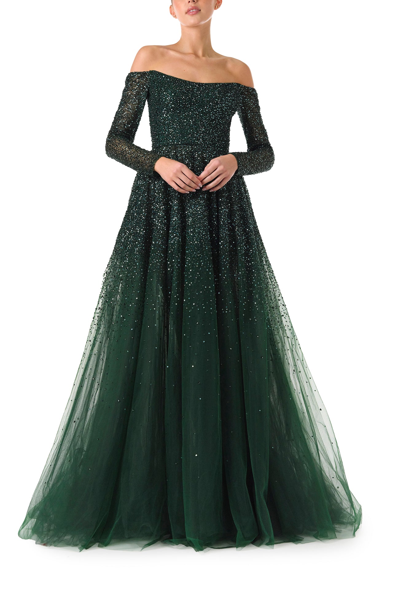 Off the Shoulder Embroidered Ball Gown