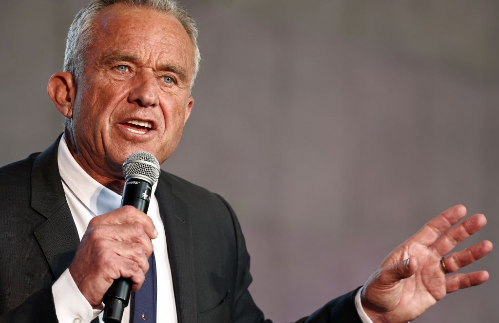 Independent presidential candidate Robert F. Kennedy Jr. speaks at a Cesar Chavez Day event at Union Station on March 30, 2024