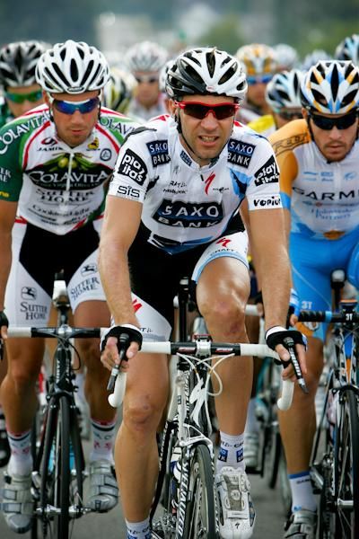 Jens Voight (Saxo Bank) seems to be enjoying his week back in the peloton.