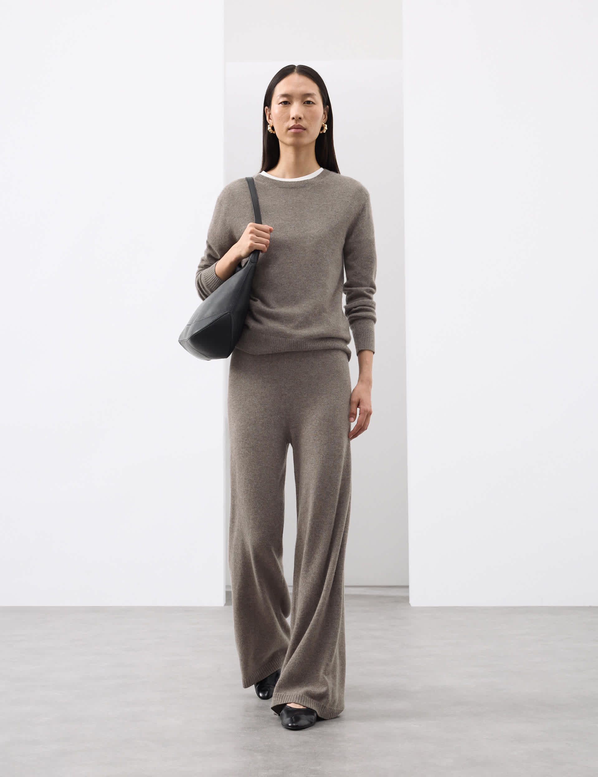 Pure Cashmere Wide Leg Trousers
