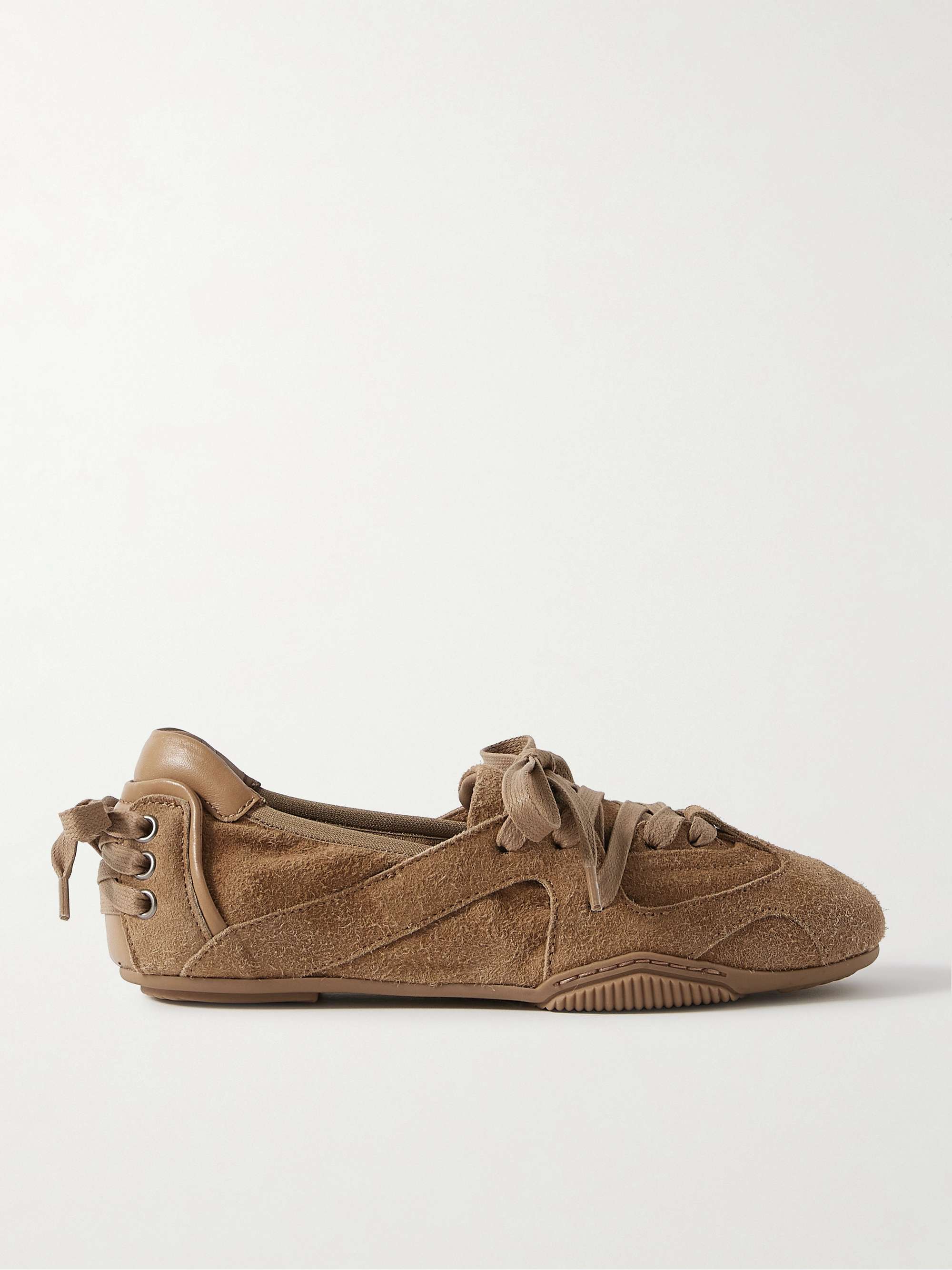 Leather-Trimmed Paneled Suede Sneakers