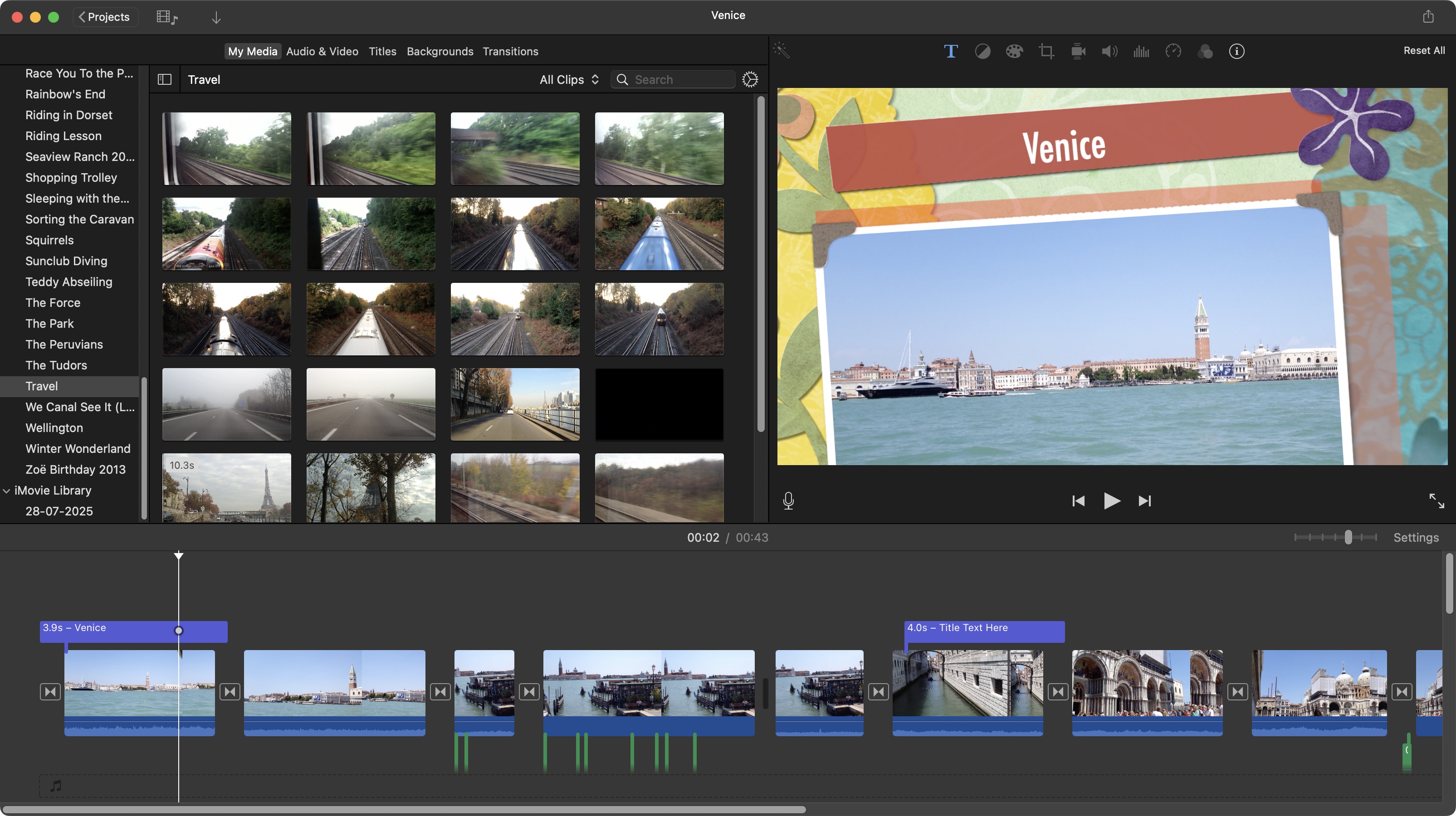 Screenshot of iMovie