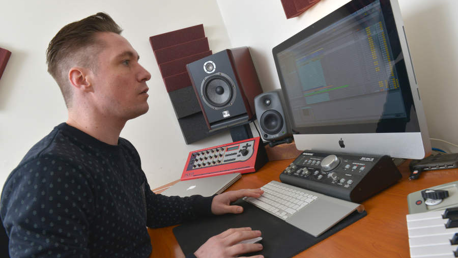 Man mixing in his home studio