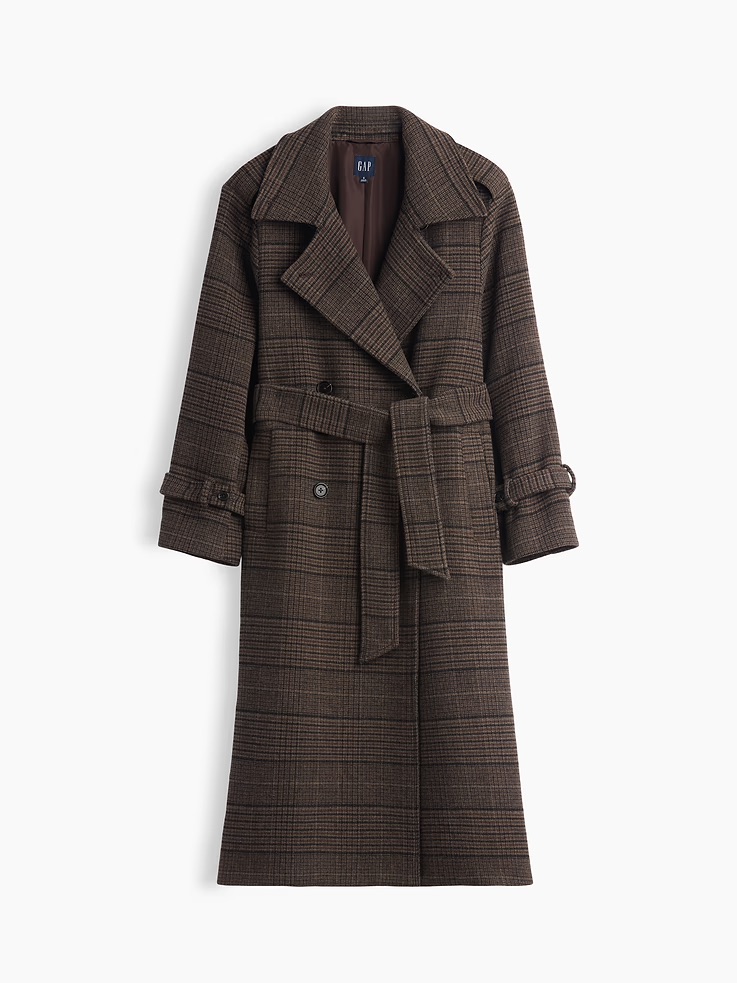 Gap, Wool-Blend Plaid Trench Coat