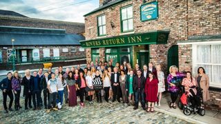 The cast of Coronation Street get ready for their live episode
