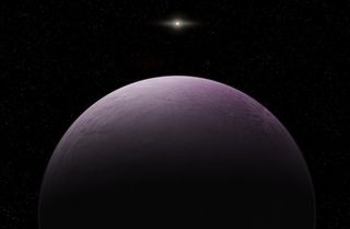 Artist's concept of the newly discovered object 2018 VG18, nicknamed Farout, which researchers think is likely a pinkish dwarf planet. At 120 AU, the object is the farthest body ever found in the solar system.