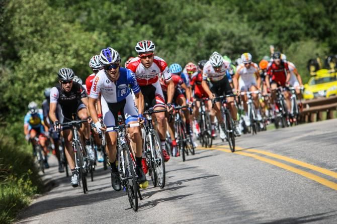 Lucas Euser (Unitedhealthcare) leads the peloton on the climb