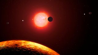 An illustration of the Trappist-1 system.