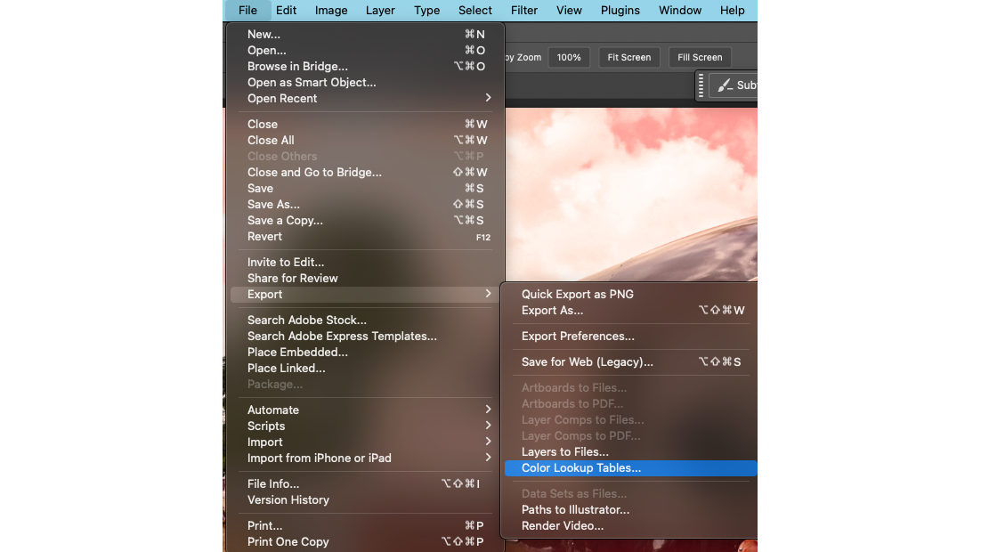 Exporting a LUT to be used later
