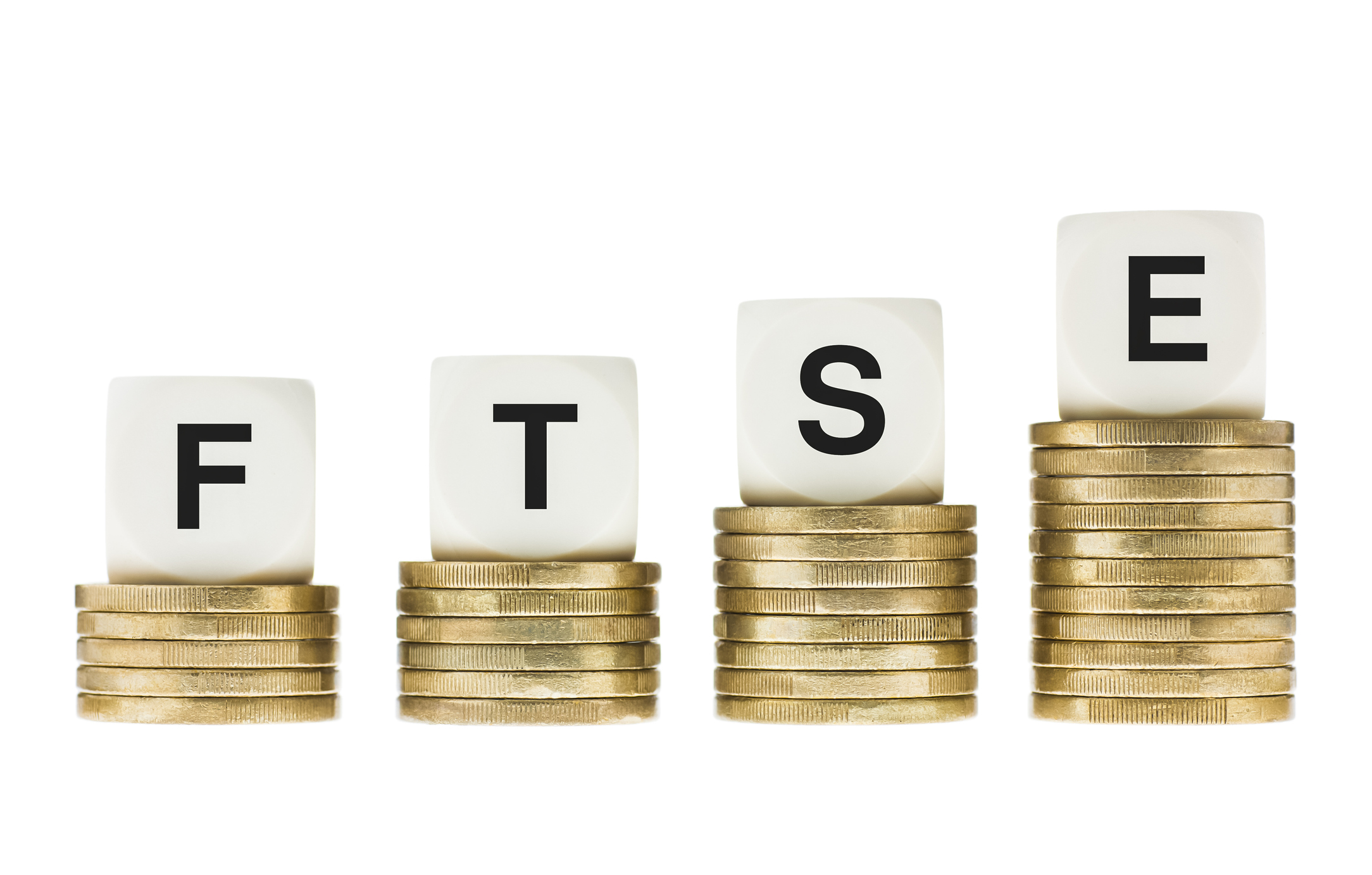 FTSE spelled out on Gold Coin Stacks