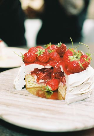 Summer dessert, Cédric Grolet's fraisier, or strawberry cake