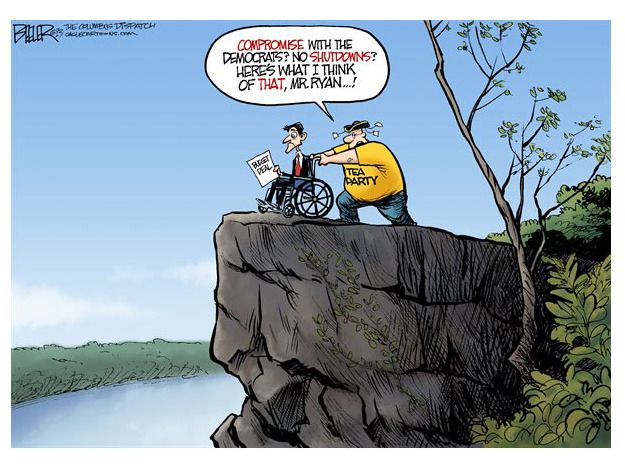 Political cartoon budget deal Tea Party Ryan