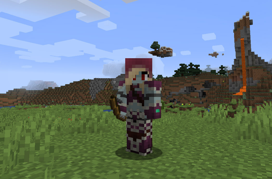 Uma skin Sylvanas Windrunner Minecraft com um arco e sua roupa de assinatura
