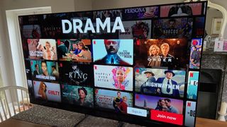 The LG G1 Gallery OLED TV displaying Netflix