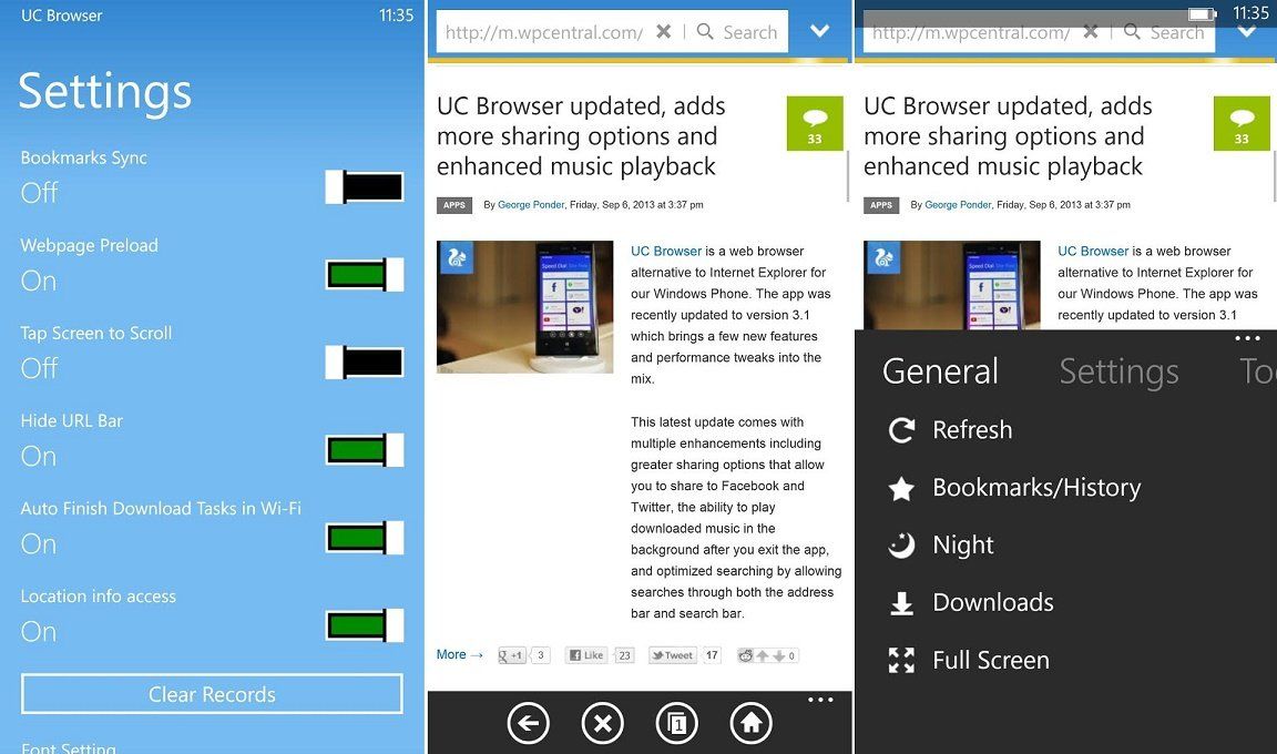 UC Browser for Windows Phone gets new features in version 3.2, and here