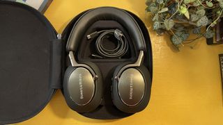 Bowers & Wilkins Px8 wireless headphones in case with cables