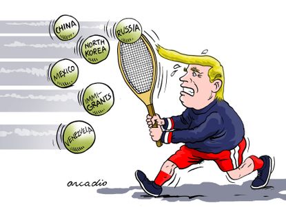 Political Cartoon U.S. Trump immigrants China Mexico North Korea Russia