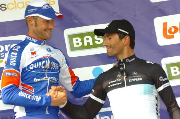 Bennati congratulates Tom Boonen on his win