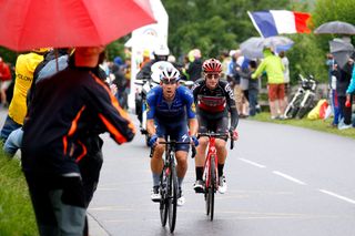 TIGNES FRANCE JULY 04 Davide Ballerini of Italy and Team Deceuninck QuickStep Harry Sweeny of Australia and Team Lotto Soudal in breakaway during the 108th Tour de France 2021 Stage 9 a 1449km stage from Cluses to Tignes Monte de Tignes 2107m LeTour TDF2021 on July 04 2021 in Tignes France Photo by Chris GraythenGetty Images